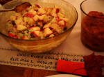 Carol's delicious Waldorf Salad, and pumpkin souffl�.