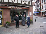 Eugen, Gertrud, and Ruth by the cobblestone streets of downtown Wissembourg. The name Wissembourg, a Franconized version of the German Wei�enburg (Weissenburg), means "white castle".