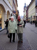 Tante Hildegard and Joe in the 1-mile Hauptstra�e (Main Street), longest pedestrian zone in Europe.