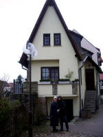 Ruth & Christa at a home built into the city wall. Wiesloch, industrial center of the Heidelberg area south, also houses the world�s biggest printing press manufacturing site, operated by Heidelberger Druckmaschinen.